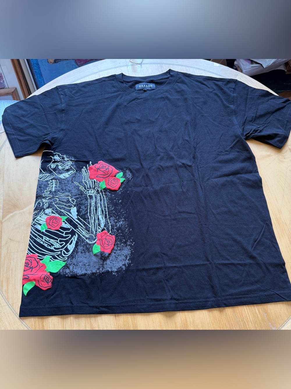Reason No Love Lost Skeleton Roses Graphic Tee XL Black